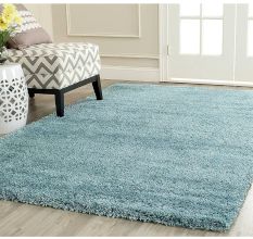 Blue Modern Shaggy Hall Mat